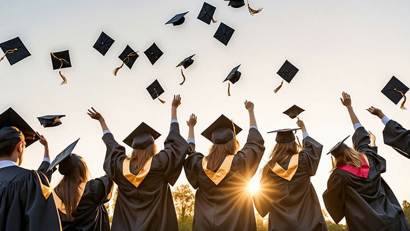 Des étudiants diplômés après des études liées à la technologie de simulation prédictive
